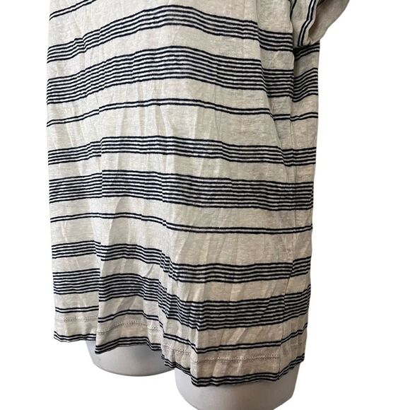 CHRISTIAN SIRIANO NEW YORK 100% Linen Striped Short Sleeve Button Back Top sz M - Picture 6 of 16
